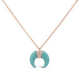 0.04ct Diamond & 1.80ct Composite Turquoise 14k Rose Gold Crescent Pendant